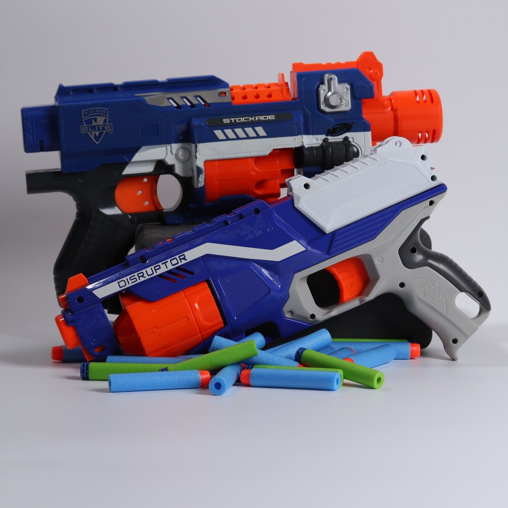 Nerf N-Strike Elite Disruptor & Stockade Blaster Set Blue Orange with Darts
